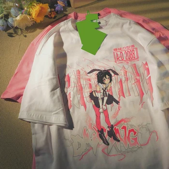 y2k anime Streetwear termés maximum női póló Harajuku vintage Nyuszi lány nyomtatás póló nyári Túlméretes alkalmi női póló