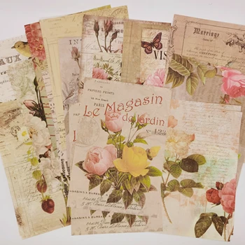 Évjárat Scrapbooking Diy Anyag Papír Dekoratív Retro Növény Megjegyzés Virág, Pillangó Napló Napló Háttér Papír Művészet