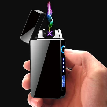 ÚJ Divat USB Újratölthető Elektronikus Cigaretta, Öngyújtó, Kettős Arc Plazma Öngyújtó Akkumulátor Kijelző